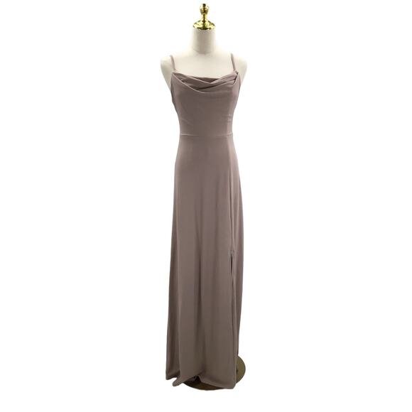 BIRDY GREY SZ S Taupe Cowl Sleeveless Crepe Ash Formal Party Maxi Dress NWT b109 - Picture 1 of 10